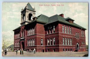 Santa Ana California CA Postcard High School Building Exterior View 1908 Vintage