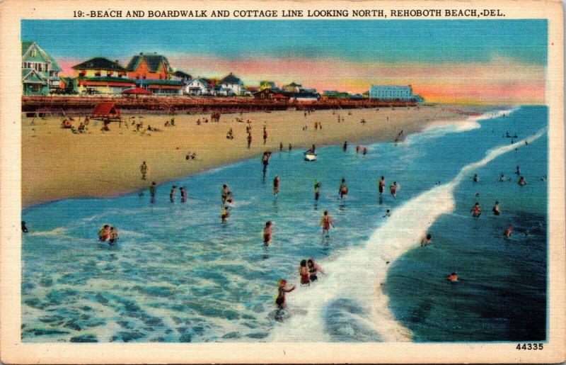 Vtg 1930s Boardwalk and Cottage Line Rehoboth Beach Delaware DE Unused Postcard