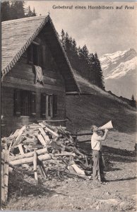 Switzerland Gebetsruf Eines Hornbläsers auf Arni Bern Vintage Postcard 09.16