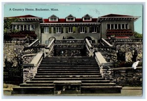 1914 Exterior Country Home Stairs Rochester Minnesota Vintage Antique Postcard