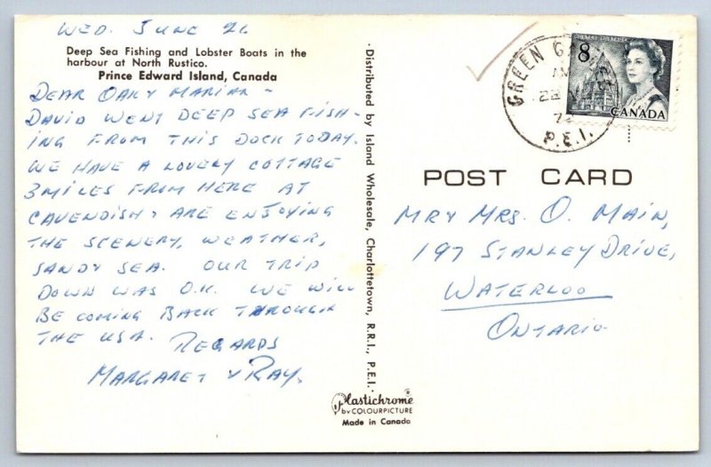 Lobster Boats, North Rustico Harbour Prince Edward Island, Vintage 1972 Postcard