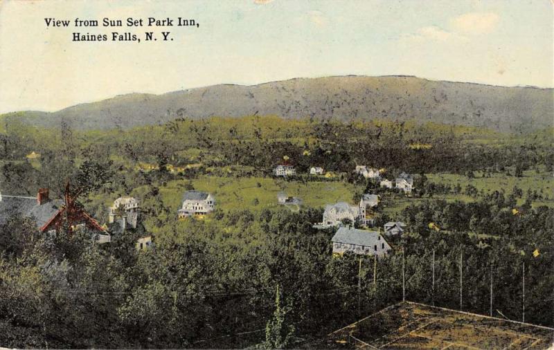 Haines Falls New York Sun Set Park Inn Birdseye View Antique Postcard K23270