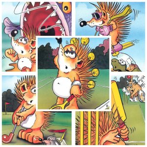 Lot Herbert Hedgehog goes fishing skiing golf cricket tennis comic John Wellock