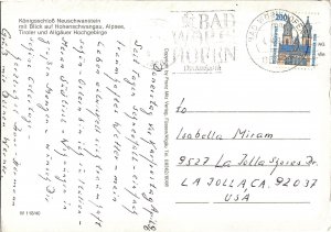 Winter View Neuschwanstein Castle Germany (Cinderella Castle) 1960s Postcard