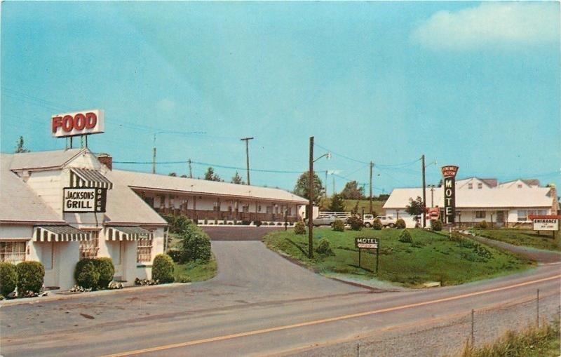 Breezewood PennsylvaniaStonewall Jackson Motel & GrillFoodOpen1950s Postcard