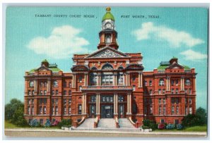Forth Worth Texas TX Postcard Tarrant County Courthouse Exterior Scene c1940's