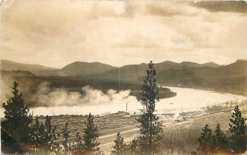 1913 Dalkena Pend O' Reille Washington Logging Lumber Mill RPPC Real Photo DPO
