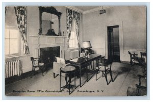 Vintage Reception Room The Canandaigus N.Y. Postcard F86E