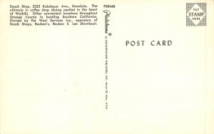 Honolulu Hawaii Territory 1950s Postcard Snack Shop