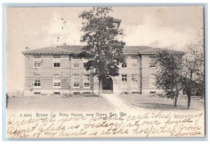 Green Bay Wisconsin WI Postcard Brown Co. Alms House Exterior Trees 1907 Antique
