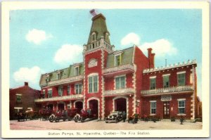 Postcard Hyacinthe Quebec c1930s Police Station Pompe The Fire Station