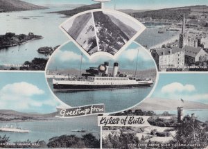 Greetings From The Isle Of Bute Mechanical Clock Postcard