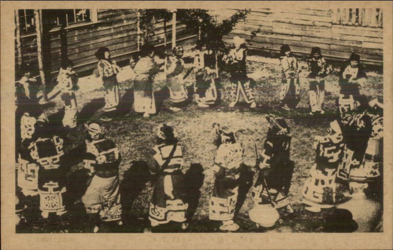 Japan Hokkaido Ainu ? c1910 Postcard #4 Ceremonial Dance 