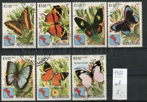 266245 NICARAGUA 1982 year used stamps set butterflies