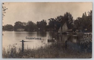 Oconomowoc Wisconsin RPPC Sailboat Henry on Pier on Golden Lake  Postcard E24