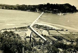 Corfu Greece Aerial View Kanoni Highway Vintage RPPC Postcard Unused