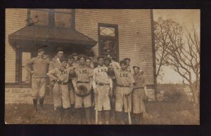 Lodi WISCONSIN RPPC c1910 BASEBALL TEAM POSING Uniforms L.H.S. Coach Players KB