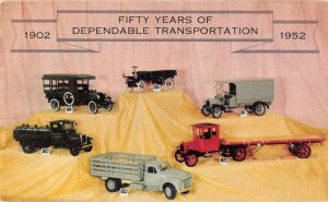 GMC Trucks 50th Anniversary Mini Truck Models Vintage Postcard JE359463