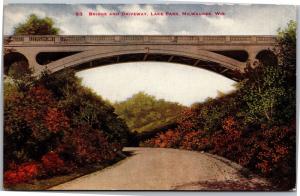 Bridge and Driveway, Lake Park, Milwaukee Wisconsin Vintage Postcard H22