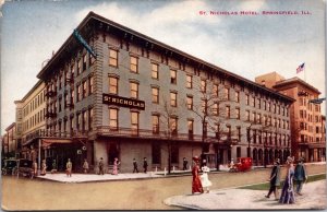 Postcard St. Nicholas Hotel in Springfield, Illinois