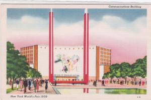 1939 NEW YORK WORLDS FAIR POSTCARD, COMMUNICATIONS BLDG