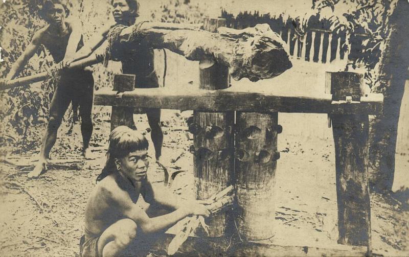 philippines, Luzon, Native Ifugao Sugar Cane Mill (1910s) RPPC Postcard