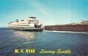 SEATTLE, WA Washington  MV HYAK AUTO~PASSENGER FERRY BOAT  1968 Chrome Postcard