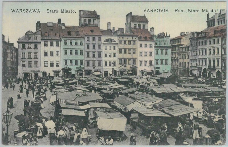 79960 -  POLAND  -  VINTAGE   POSTCARD  -  WARSAW Warzawa -  MARKET 