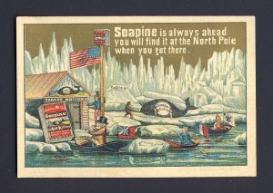 PROVIDENCE R.I. Soapine whale North Pole US flag Victorian Trade Card VTC Chromo