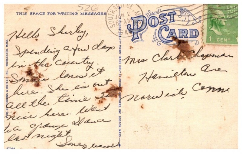 Greetings from Massachusetts  Southbridge , LARGE LETTER