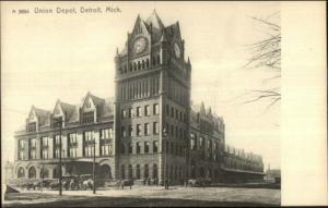 Detroit MI Union RR Train Depot Station c1905 UDB Postcard