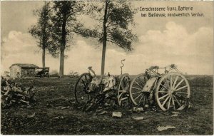 CPA Zerschossene Franz. Batterie bei Bellevue - Nordwestlich Verdun (1037532)