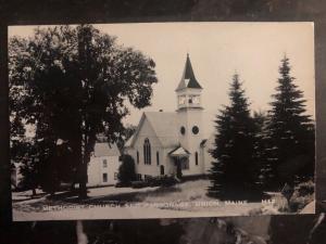 Mint USA RPPC Postcard Methodist Church And Parsonage Union ME