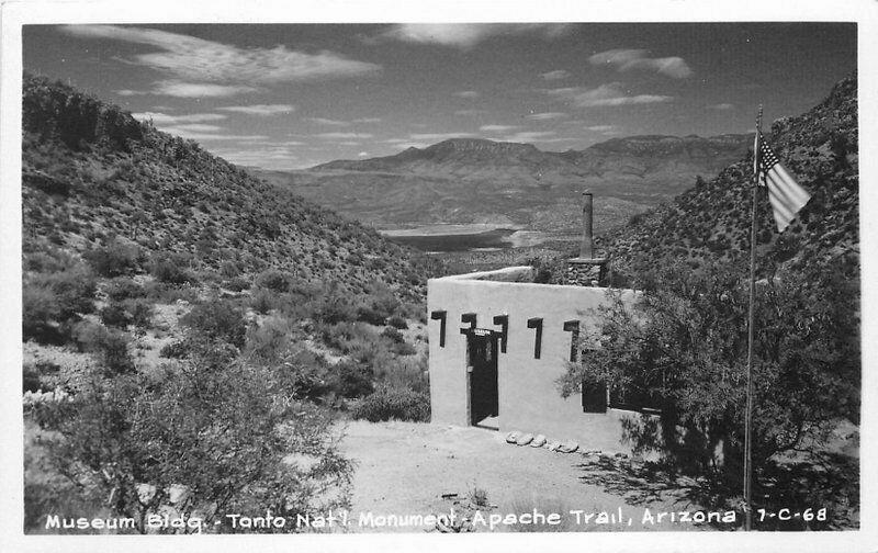 Apache Trail Arizona Museum Building Tonto 1940s RPPC Photo Postcard 4212