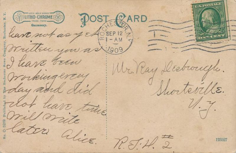 Victor, Ontario County NY, New York - Post Office and Bank - pm 1909 - DB