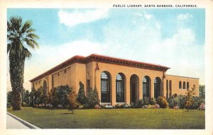 Santa Barbara, CA California   PUBLIC LIBRARY   ca1920's Vintage Postcard