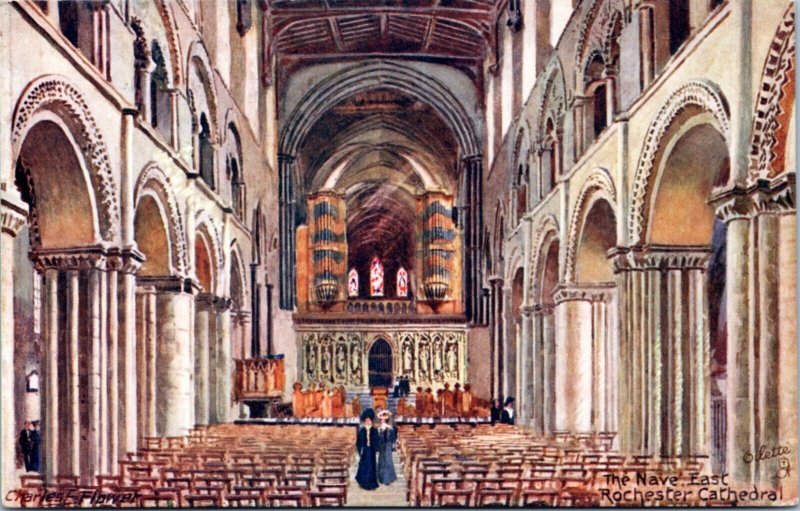 Postcard ENG Kent Tuck 7024 Rochester Cathedral - The Nave, East