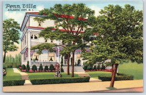 Penn Villa Atlantic City New Jersey NJ Landscape On Grounds With Trees Postcard