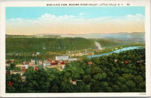 Mohawk River Valley Little Falls NY New York Birdseye Unused Hughes Postcard F2