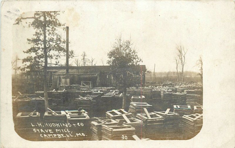 Campbell Missouri Hudkins Co Saw Mill Postcard RPPC occupation 24-8288
