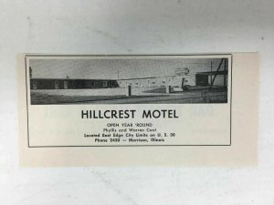 Hillcrest Motel Vintage Print Ad Morrison Illinois Picture Highway US 30