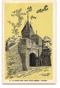 Quebec Canada Vintage Artist Signed Postcard La Porte Kent Gate