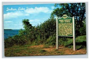 Vintage 1960's Postcard Indian Lake State Park Monument Manistique Michigan