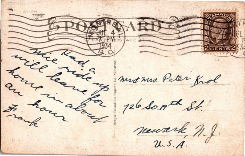 Strathcona Monument, Montreal Quebec Canada c1934 Vintage Postcard Y16