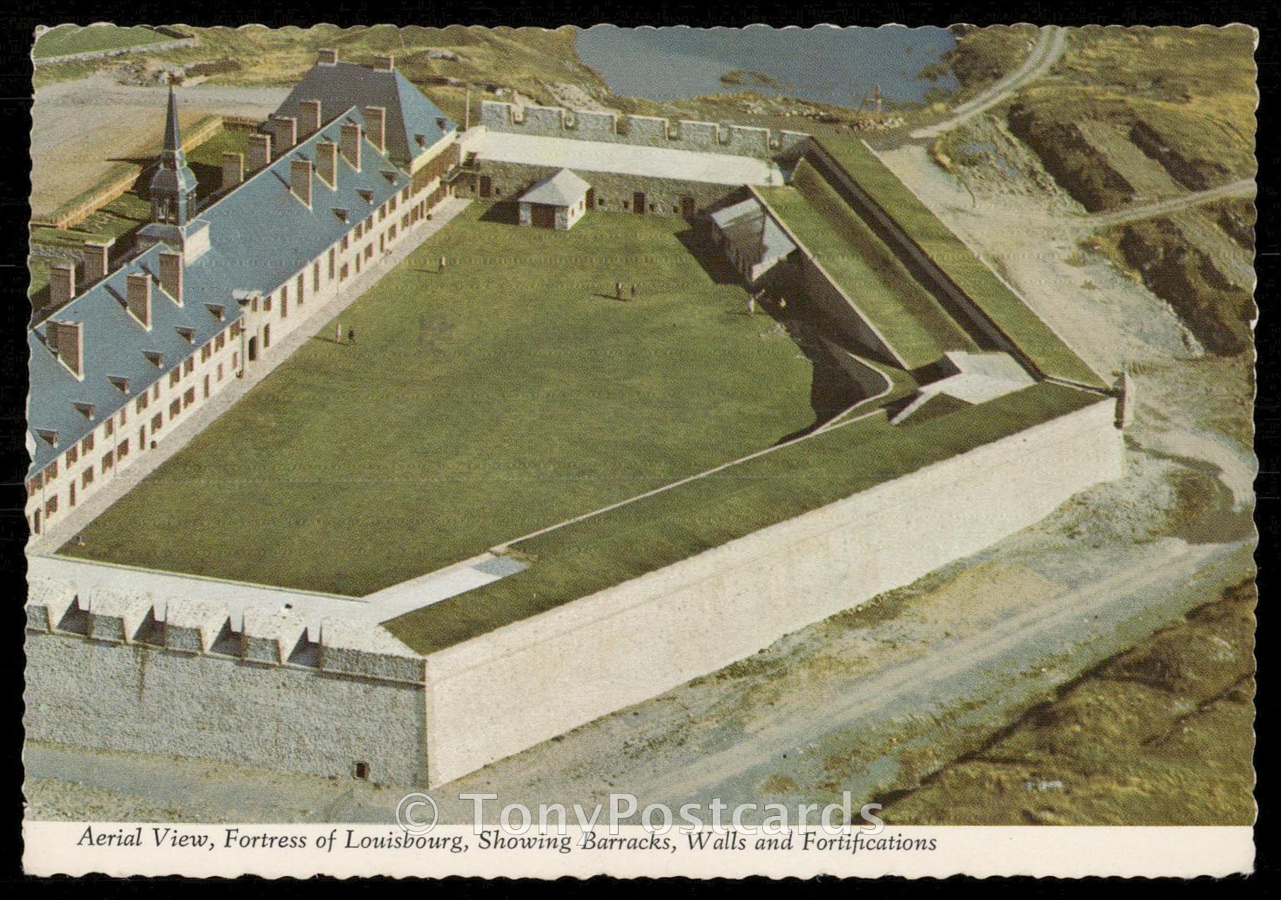 Aerial View, Fortress of Louisburg, Showing Barracks, Walls and