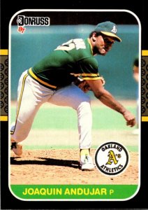 1987 DONRUSS Baseball Card Joaquin Andejar P Oakland Athletics sun0560