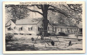SULLIVAN, IN Indiana ~ POPE MOTOR COURT  c1940s Roadside Tichnor Postcard