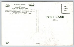 Roadside~Bucyrus Ohio~Motel Entrance Sign & Dining Room Scenes~Vintage Postcard