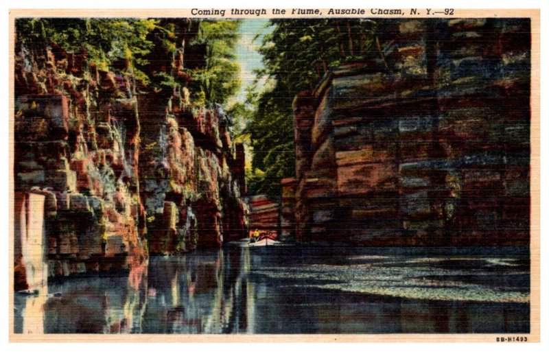 New York  Ausable Chasm , Coming through Flume