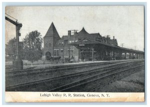 1909 Lehigh Valley R. R. Train Station Depot Geneva New York NY Antique Postcard